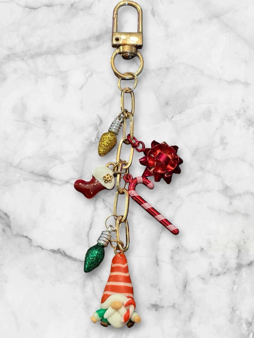 Festive Holiday Charm Keychain - Red & Green